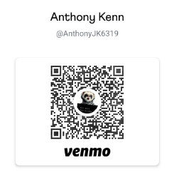 Venmo scan code (@AnthonyJK6319) 