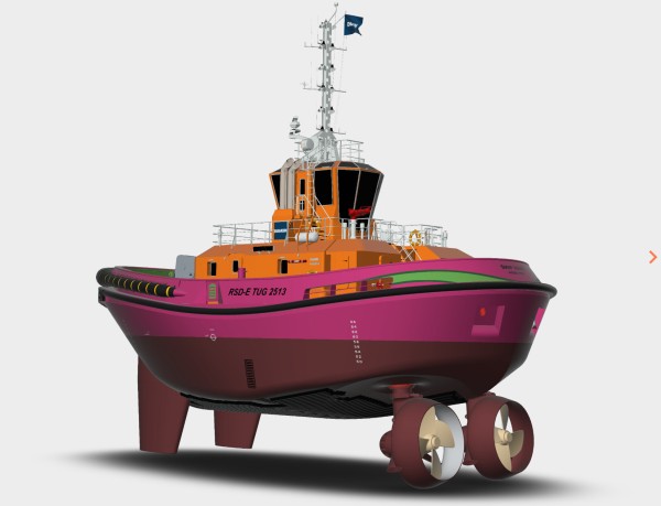 hot pink and orange boat that is short it is almost cicular 