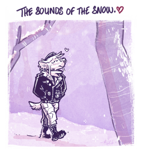 Doodle of Mlice walking in the snow