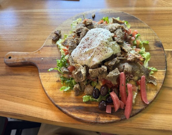 Salad on a bread board