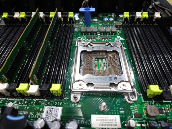 A server mainboard CPU socket with completely destroyed pins