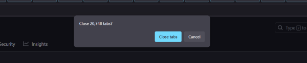 firefox asking me if i want to close 20748 tabs