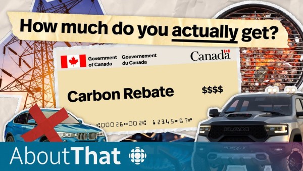 Picture of a cheque from the government of Canada that says carbon rebate.