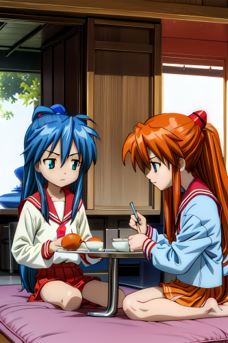 Konata protects her Orange from the Exchange student..png