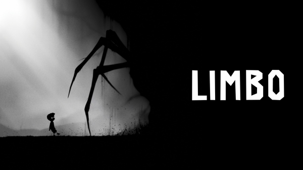 Limbo's artwork.

A black and white image with a boy avoiding the attacks of a spider creature.